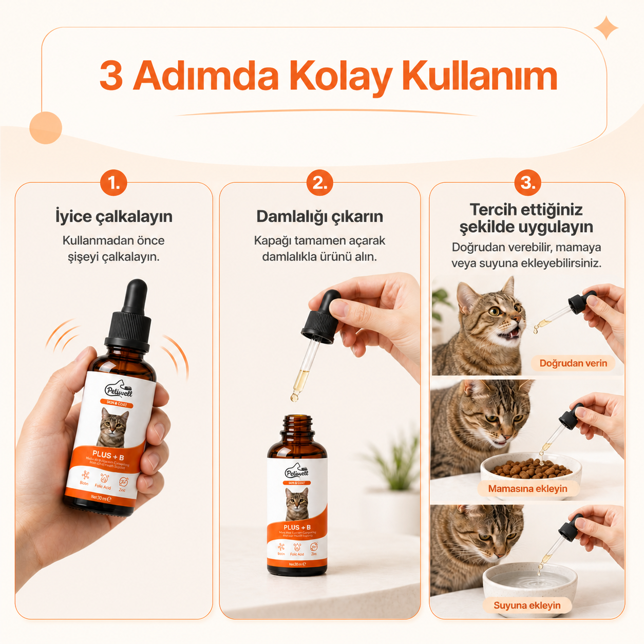 Petiwell Plus + B Tüy Dökülmesi Önleyici Kedi Vitamini