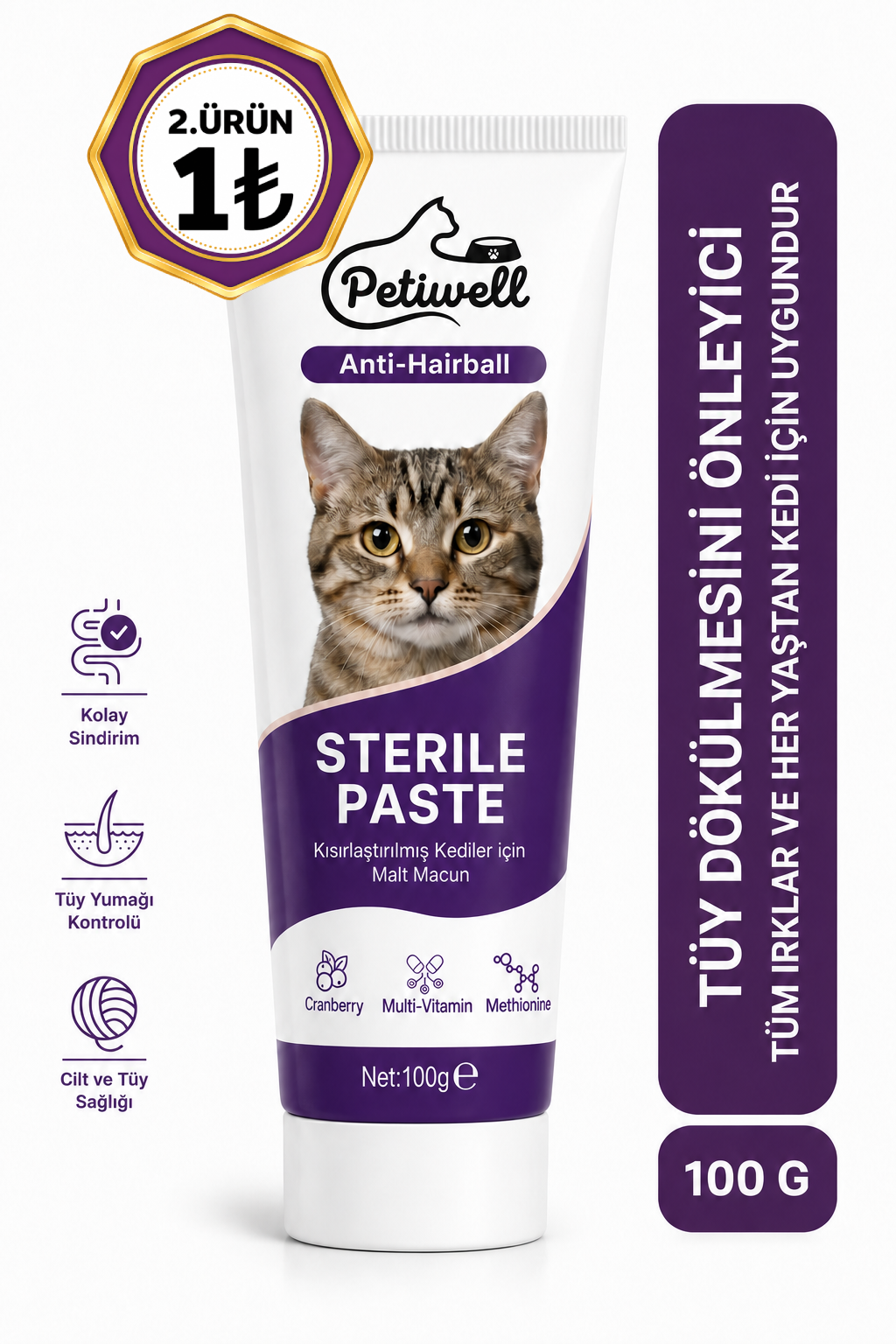 Petiwell Sterile Paste Kısırlaştırılmış Kediler için Malt Macun